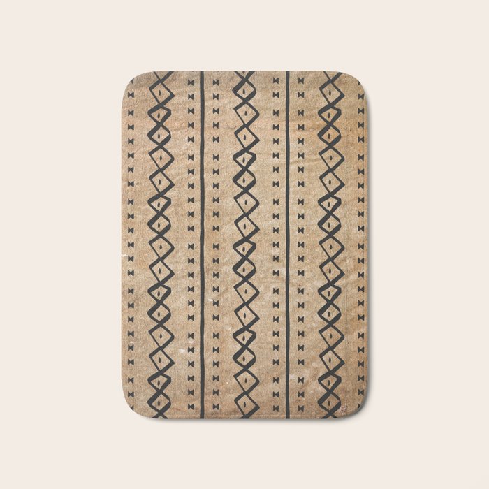 Black and Brown Texture Mud Cloth Pattern  Bath Mat Gallery Image 1