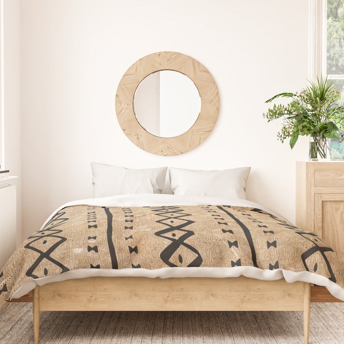 Black and Brown Texture Mud Cloth Pattern  Duvet Cover Gallery Image 3