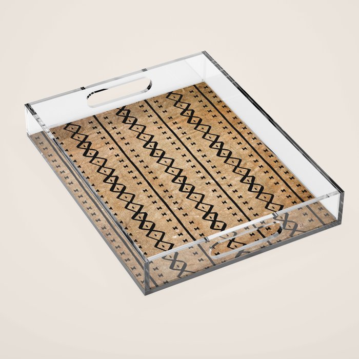 Black and Brown Texture Mud Cloth Pattern  Acrylic Tray Gallery Image 1