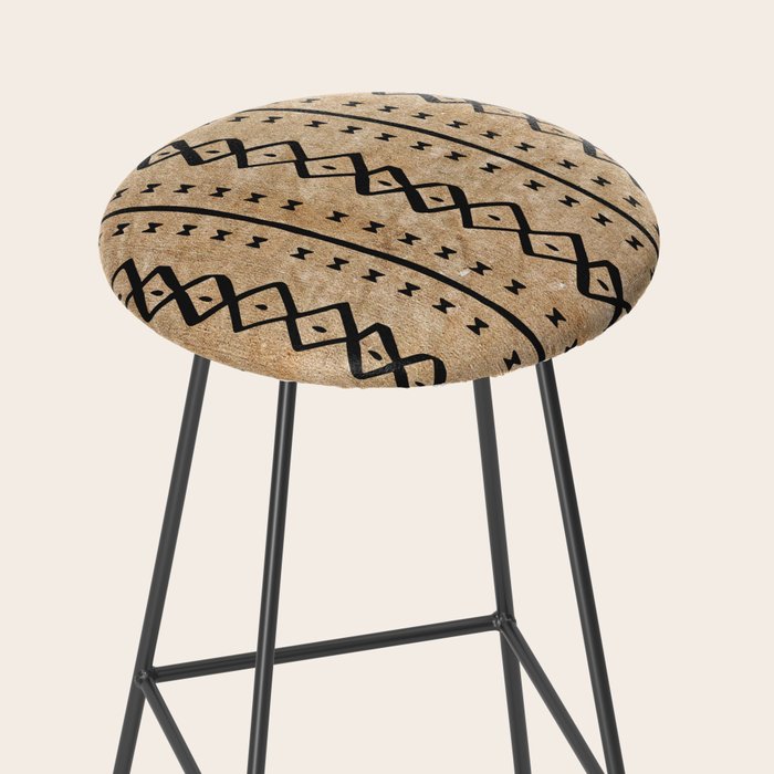Black and Brown Texture Mud Cloth Pattern  Stool Gallery Image 2