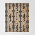 Black and Brown Texture Mud Cloth Pattern  Throw Blanket Gallery Image 2