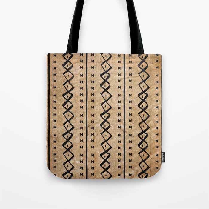 Black and Brown Texture Mud Cloth Pattern  Tote Bag Gallery Image 1