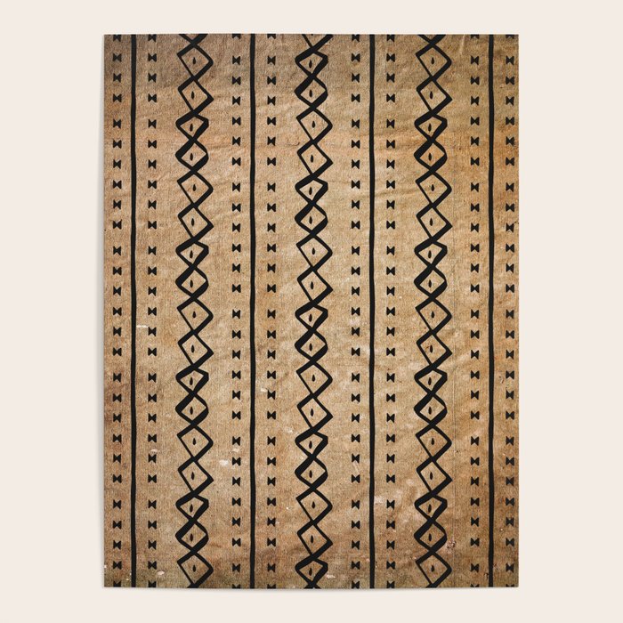 Black and Brown Texture Mud Cloth Pattern  Poster Gallery Image 1