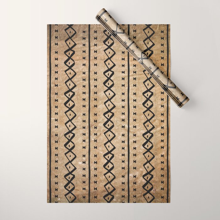 Black and Brown Texture Mud Cloth Pattern  Wrapping Paper Gallery Image 1