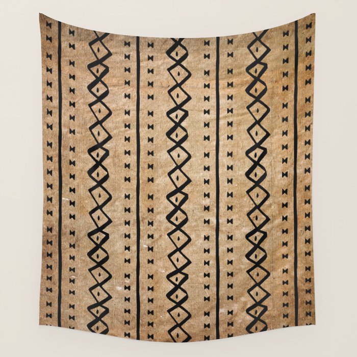 Black and Brown Texture Mud Cloth Pattern  Wall Tapestry Gallery Image 4