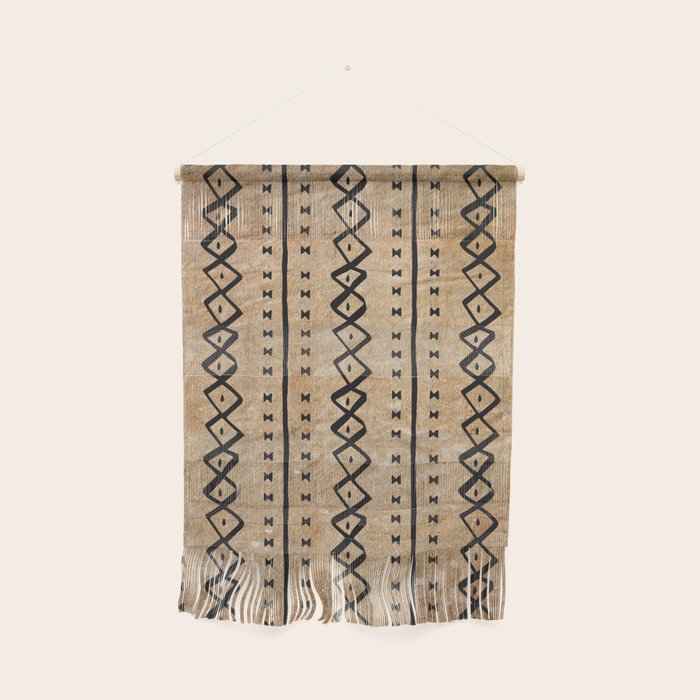 Black and Brown Texture Mud Cloth Pattern  Wall Hanging Gallery Image 1