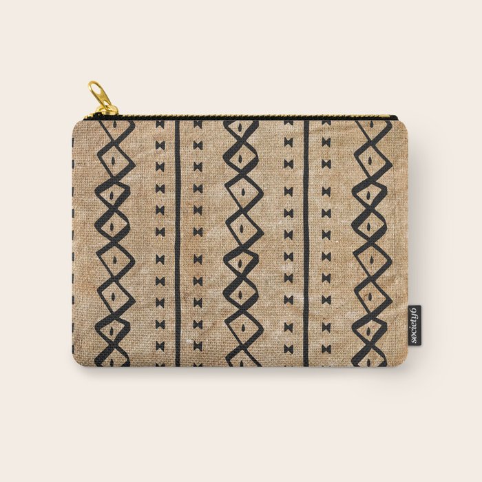Black and Brown Texture Mud Cloth Pattern  Carry All Pouch Gallery Image 1