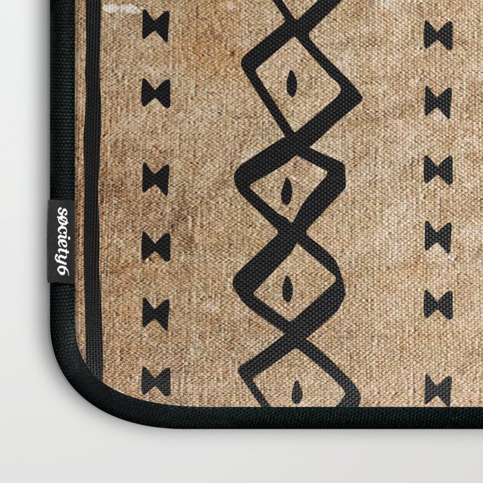 Black and Brown Texture Mud Cloth Pattern  Laptop Sleeve Gallery Image 3