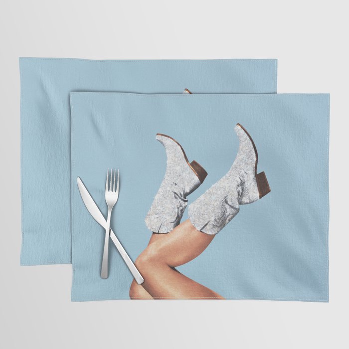 These Boots - Glitter Blue Landscape Placemat Gallery Image 1