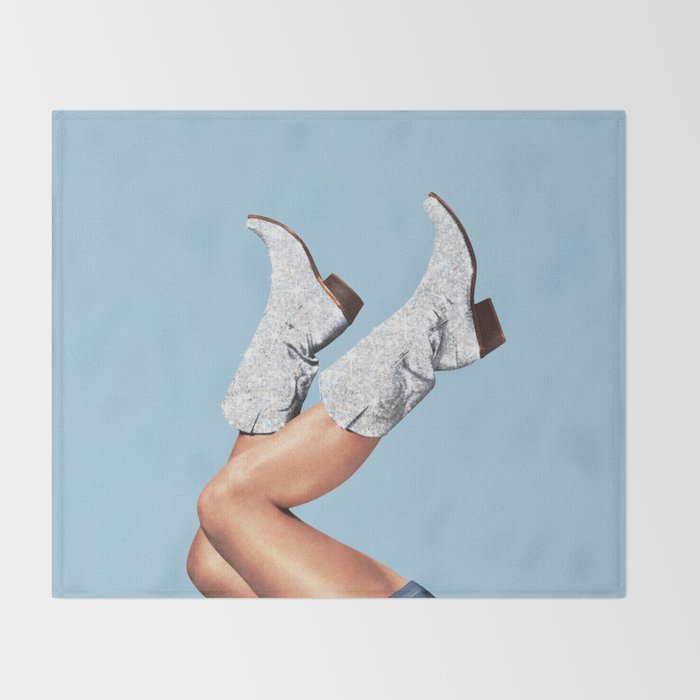 These Boots - Glitter Blue Landscape Throw Blanket Gallery Image 2
