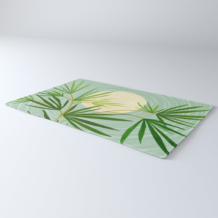 Midnight Moon Green Garden Scene Rug Gallery Image 3