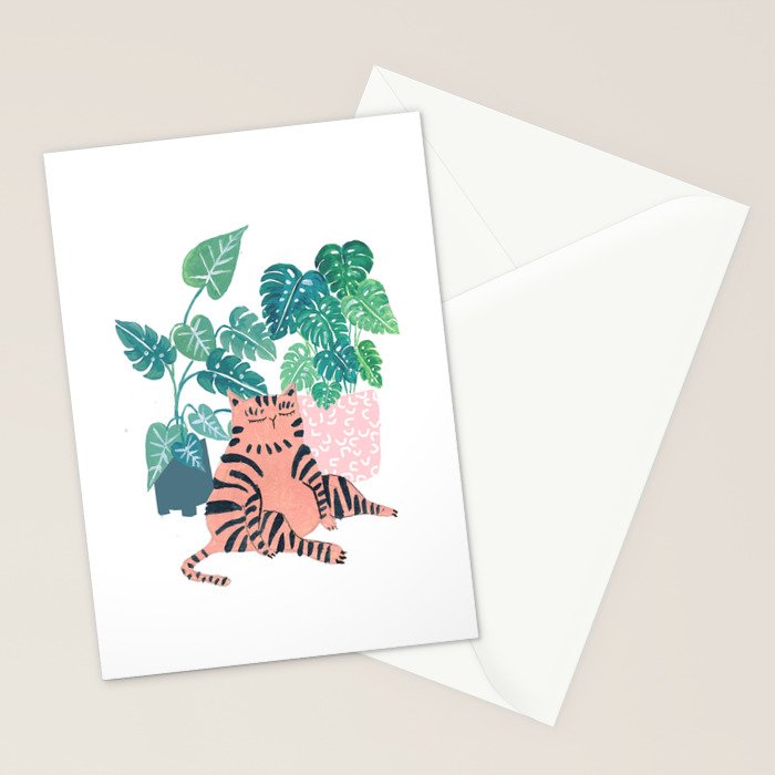 Fat Plant Kitty Stationery Card Gallery Image 2