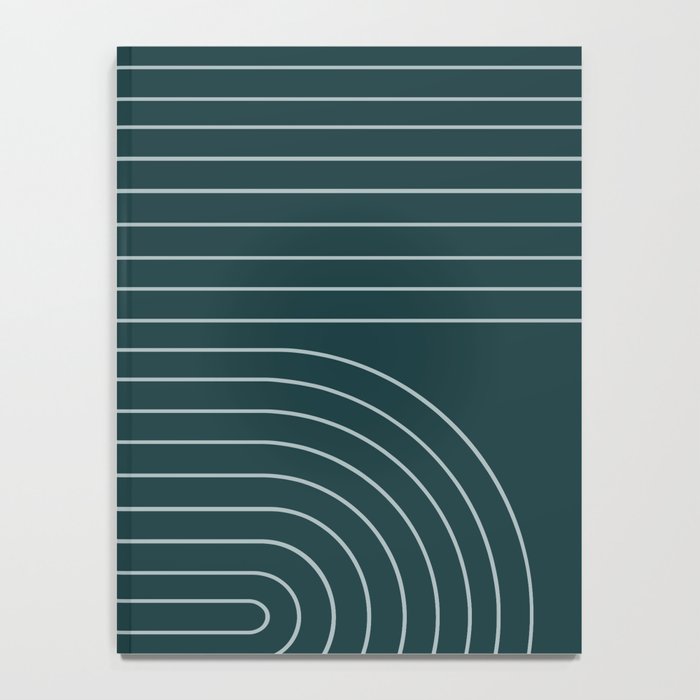 Minimal Line Curvature XCII Dark Teal Green Mid Century Modern Arch Abstract Notebook Gallery Image 4