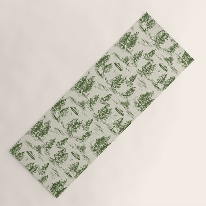 Green Alien Abduction Toile De Jouy Pattern Yoga Mat Gallery Image 1
