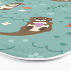 Kawaii Otters Playing Underwater Bath Mat Gallery Image 3