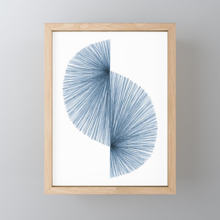 Mid Century Style Modern Geometric Abstract in Indigo Blue Mini Art Print Gallery Image 1
