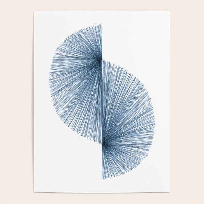 Mid Century Style Modern Geometric Abstract in Indigo Blue Poster Gallery Image 1
