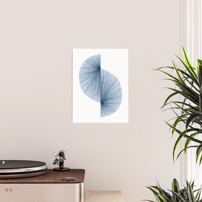 Mid Century Style Modern Geometric Abstract in Indigo Blue Poster Gallery Image 2