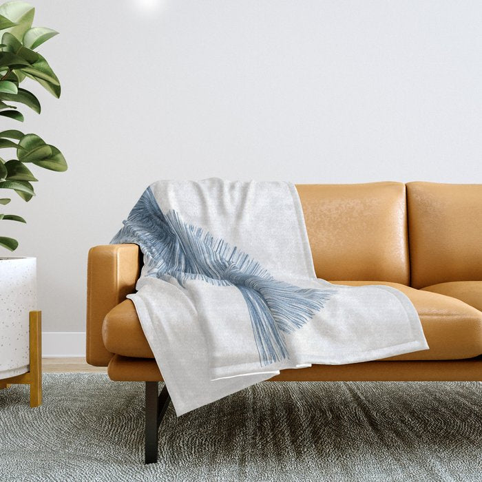Mid Century Style Modern Geometric Abstract in Indigo Blue Throw Blanket Gallery Image 1