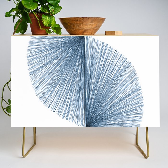 Mid Century Style Modern Geometric Abstract in Indigo Blue Credenza Gallery Image 1
