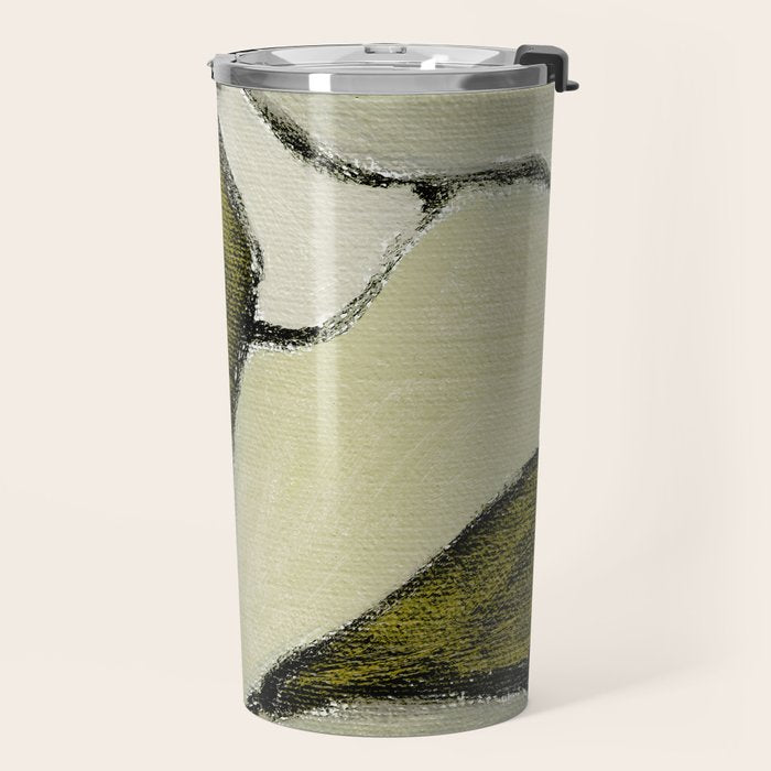 Olive Green Abstract Art Travel Mug Gallery Image 2