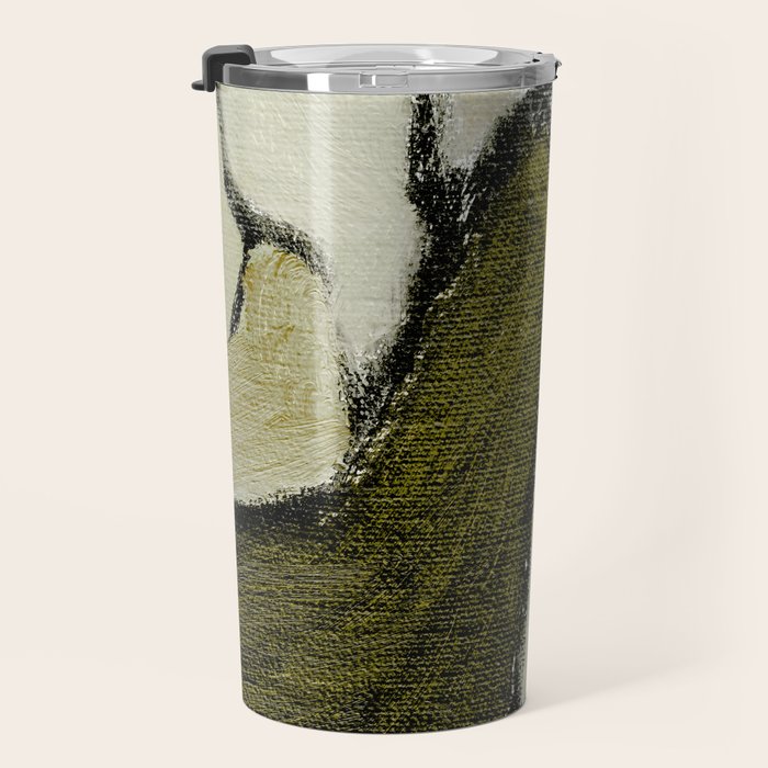 Olive Green Abstract Art Travel Mug Gallery Image 3