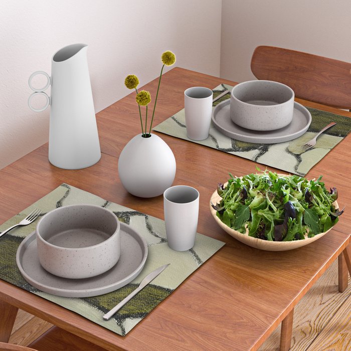 Olive Green Abstract Art Placemat Gallery Image 2