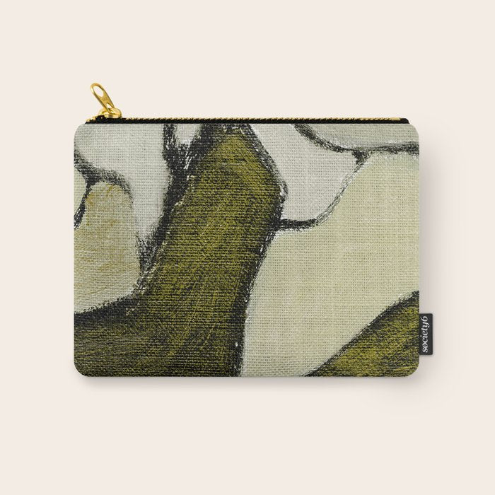 Olive Green Abstract Art Carry All Pouch Gallery Image 1