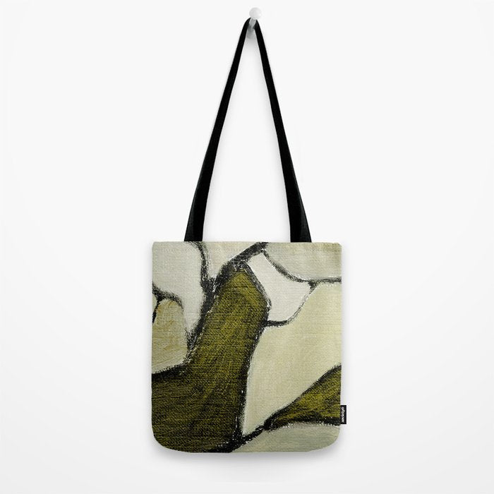 Olive Green Abstract Art Tote Bag Gallery Image 2