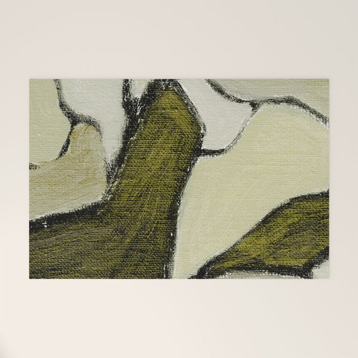 Olive Green Abstract Art Welcome Mat Gallery Image 1