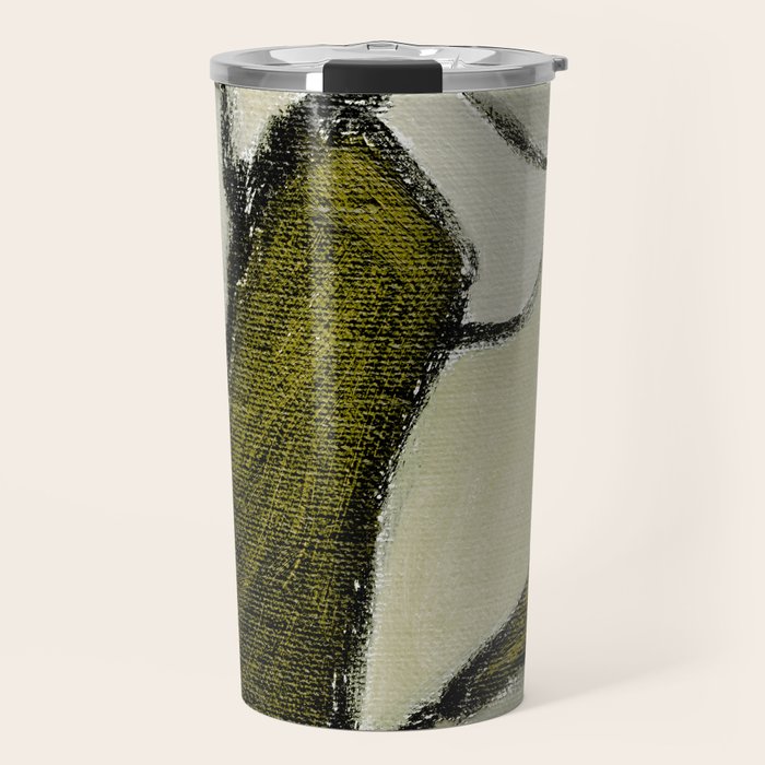Olive Green Abstract Art Travel Mug Gallery Image 1