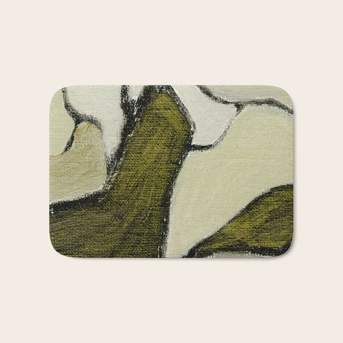 Olive Green Abstract Art Bath Mat Gallery Image 1