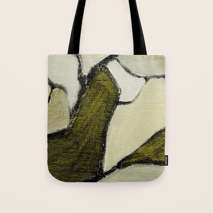 Olive Green Abstract Art Tote Bag Gallery Image 1