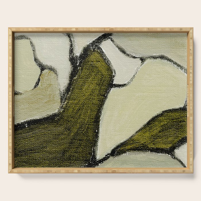 Olive Green Abstract Art Serving Tray Gallery Image 1