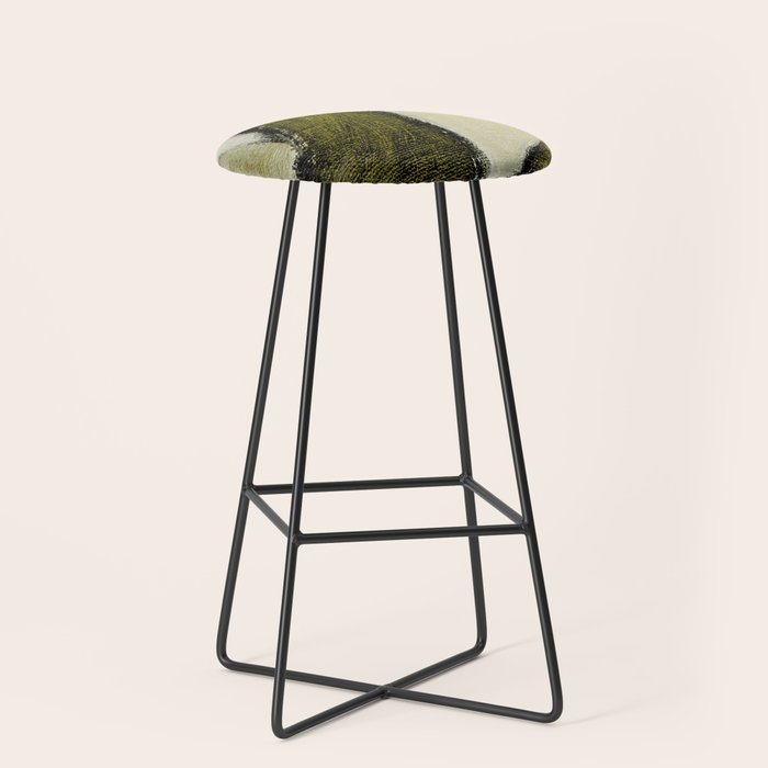 Olive Green Abstract Art Stool Gallery Image 1