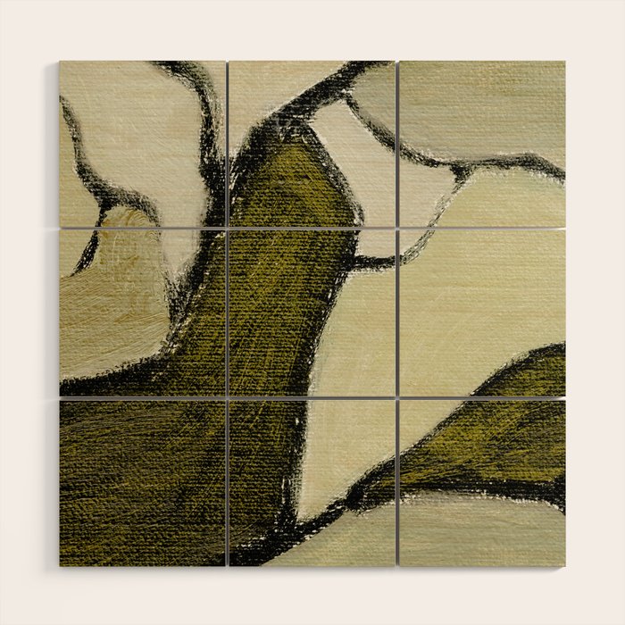 Olive Green Abstract Art Wood Wall Art Gallery Image 1