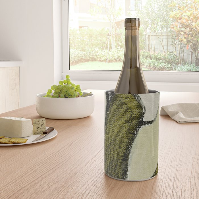 Olive Green Abstract Art Wine Chiller Gallery Image 4