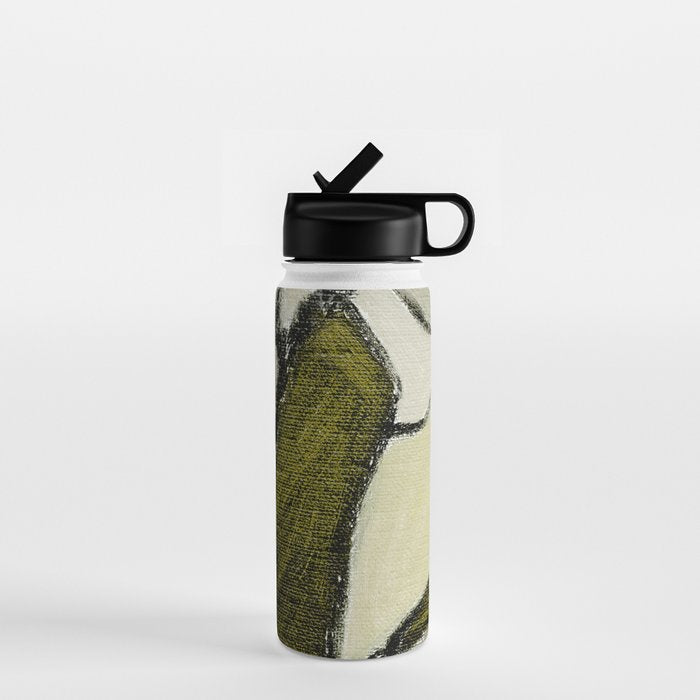 Olive Green Abstract Art Water Bottle Gallery Image 1