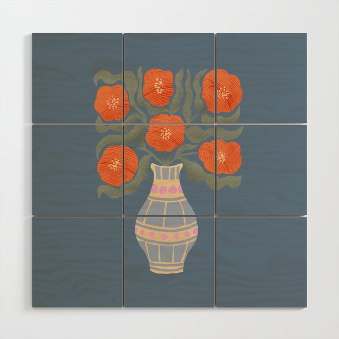 Flowers In A Vase Wood Wall Art Gallery Image 1