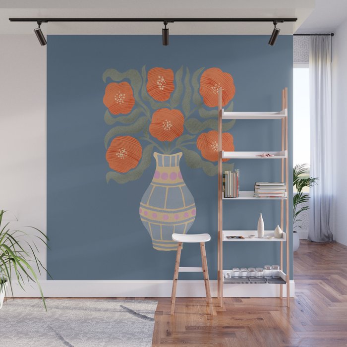 Flowers In A Vase Wall Mural Gallery Image 1