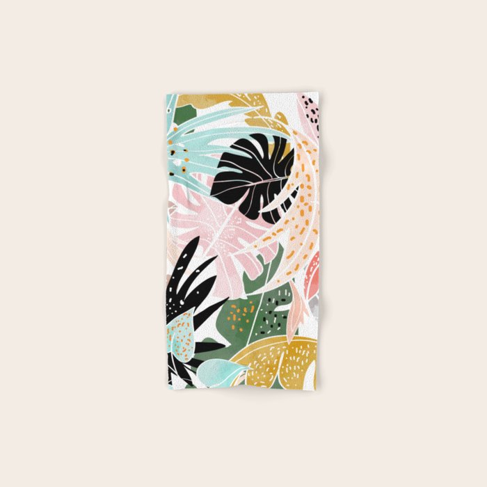 Veronica, Tropical Eclectic Bold Monstera Palm Illustration Nature Modern Colorful Jungle Bath Towel Gallery Image 1
