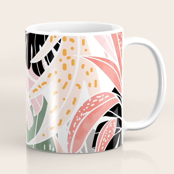 Veronica, Tropical Eclectic Bold Monstera Palm Illustration Nature Modern Colorful Jungle Coffee Mug Gallery Image 1