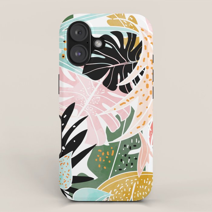 Veronica, Tropical Eclectic Bold Monstera Palm Illustration Nature Modern Colorful Jungle iPhone Case Gallery Image 1