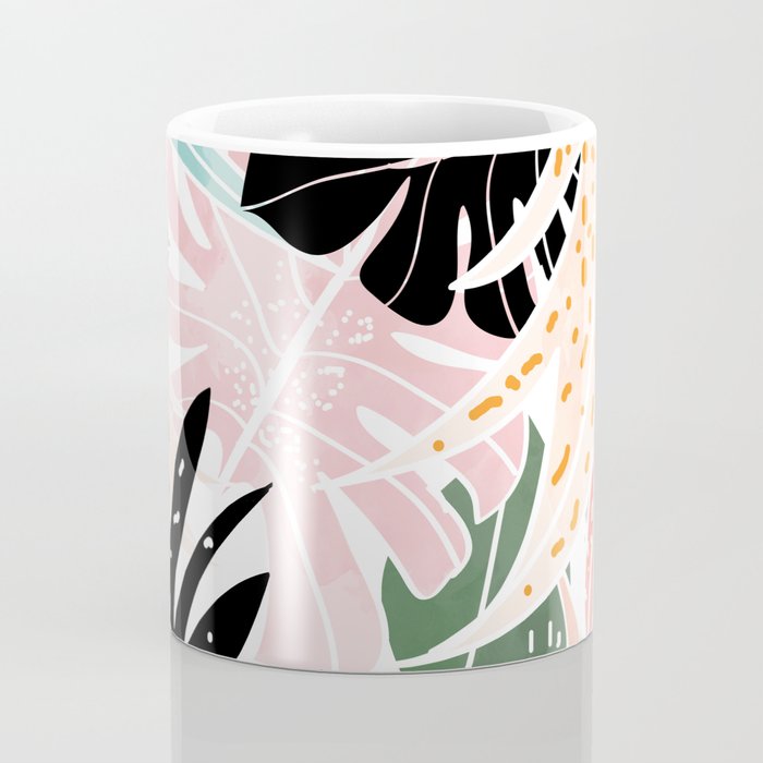 Veronica, Tropical Eclectic Bold Monstera Palm Illustration Nature Modern Colorful Jungle Coffee Mug Gallery Image 4