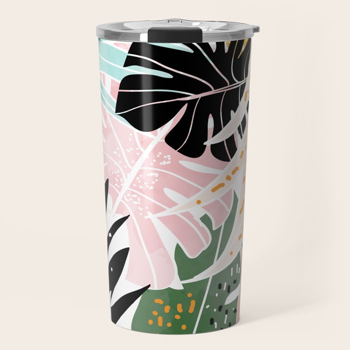 Veronica, Tropical Eclectic Bold Monstera Palm Illustration Nature Modern Colorful Jungle Travel Mug Gallery Image 1