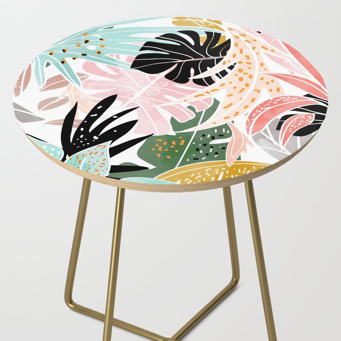 Veronica, Tropical Eclectic Bold Monstera Palm Illustration Nature Modern Colorful Jungle Side Table Gallery Image 2