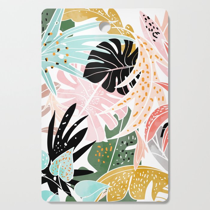 Veronica, Tropical Eclectic Bold Monstera Palm Illustration Nature Modern Colorful Jungle Cutting Board Gallery Image 1