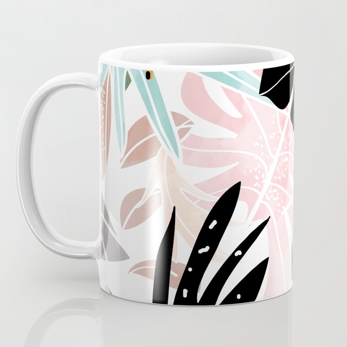 Veronica, Tropical Eclectic Bold Monstera Palm Illustration Nature Modern Colorful Jungle Coffee Mug Gallery Image 3