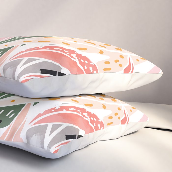Veronica, Tropical Eclectic Bold Monstera Palm Illustration Nature Modern Colorful Jungle Pillow Sham Gallery Image 3