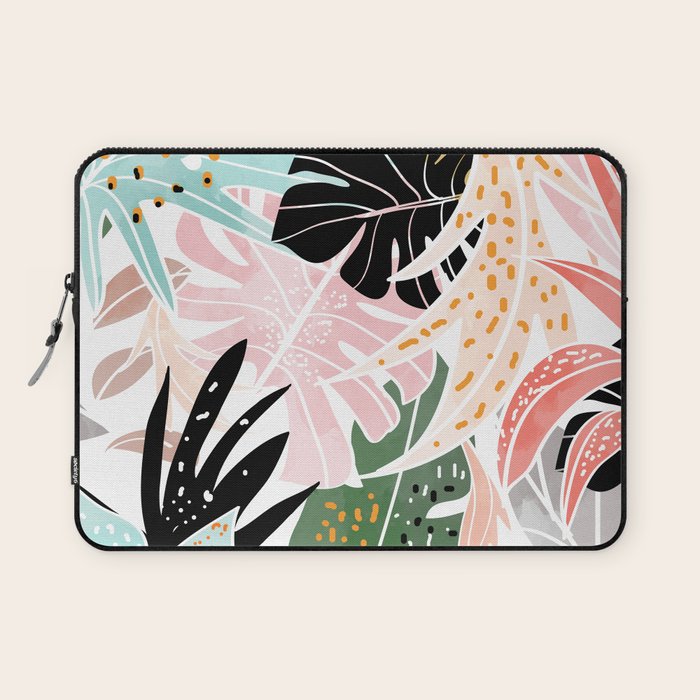 Veronica, Tropical Eclectic Bold Monstera Palm Illustration Nature Modern Colorful Jungle Laptop Sleeve Gallery Image 1